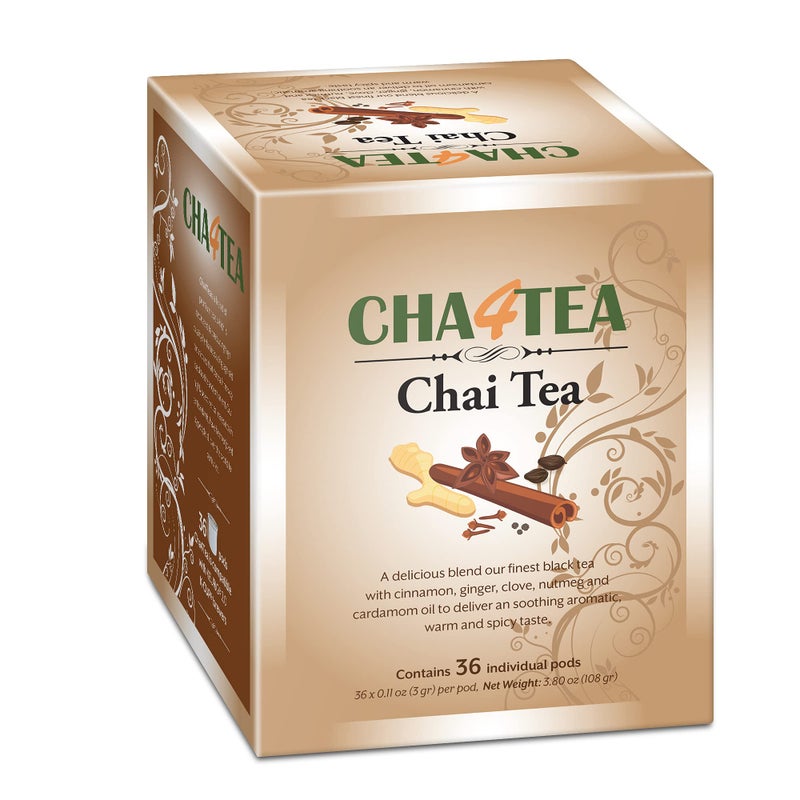 Cha4TEA 36-Count Chai Black Tea Pods for Keurig K-Cup Brewers - Image 1