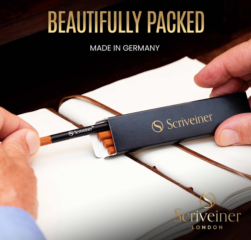 Scriveiner Rollerball Refill Black Broad - 4 Rollerball Refills Designed for Scriveiner Pens - Safety Ceramic Non Dry Roller Pen Refill B - Schmidt 888 Size â€“ Made in Germany - Image 3