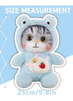 KASTWAVE Cat Frog Plush Stuffed Animal Cat Plushies with Frog Outfit, Gifts for Kids Blue（9.8 inches）  - Image 1