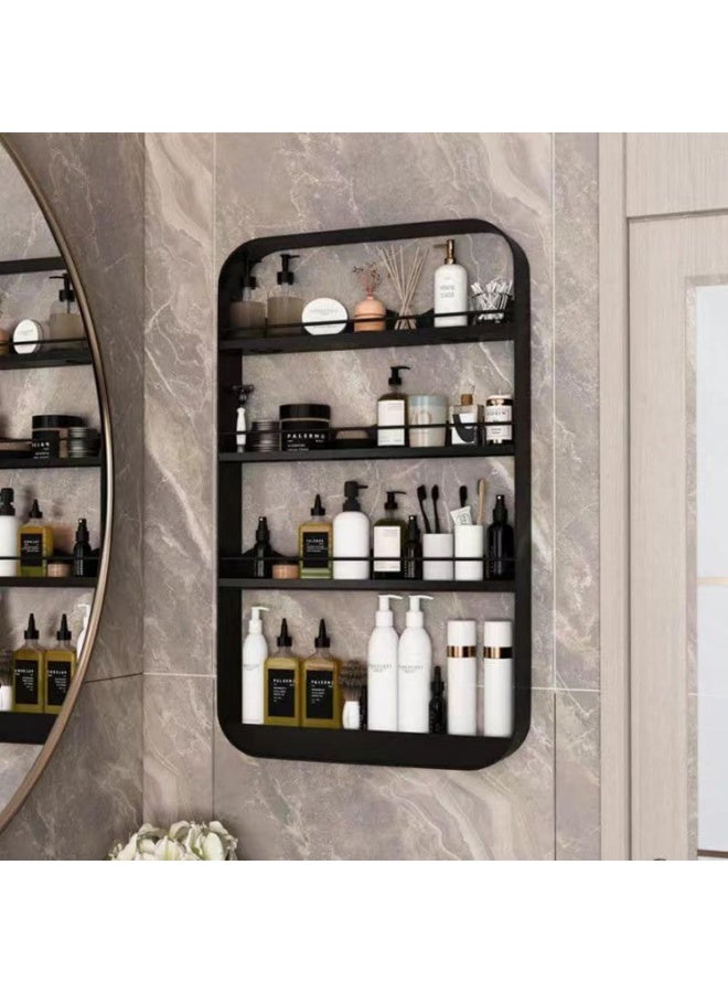 حامل دش ثلاثي الطبقات ملصق، وحدة تخزين معلقة للحمام والمطبخ، رف دش مساحة مصغرة لتخزين المرحاض - Image 2