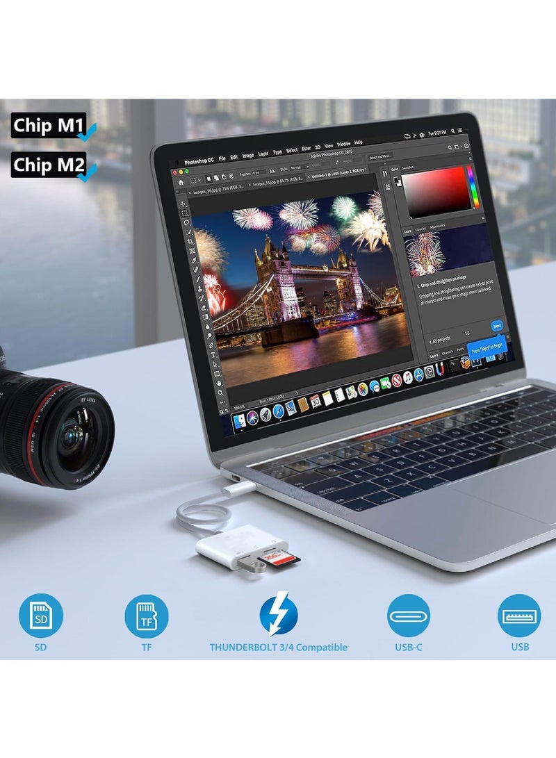 Rock Pow USB C to SD Card Reader, SD Card Adapter with SD MicroSD USB 3 Ports, USBC Memory Card Reader for iPhone 15 Pro Max, iPad Pro/Air/Mini, Mac, MacBook Pro/Air, and More USB-C/Type C Devices - Image 3