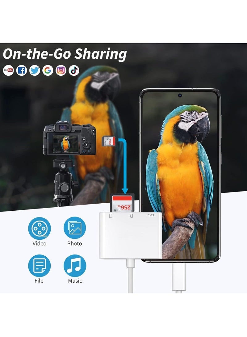 Rock Pow USB C to SD Card Reader, SD Card Adapter with SD MicroSD USB 3 Ports, USBC Memory Card Reader for iPhone 15 Pro Max, iPad Pro/Air/Mini, Mac, MacBook Pro/Air, and More USB-C/Type C Devices - Image 5