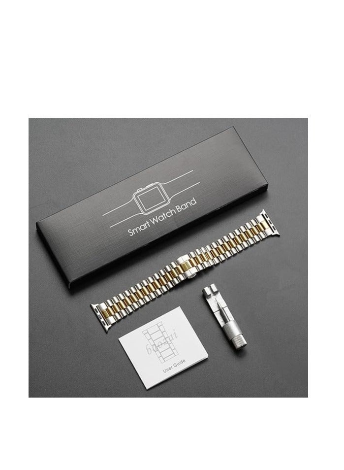 أساور معدنية متوافقة مع ساعة آبل 41 مم، حزام فولاذي مقاوم للصدأ مع امتصاص مغناطيسي، سوار لساعة آبل سيريس 7 - Image 5