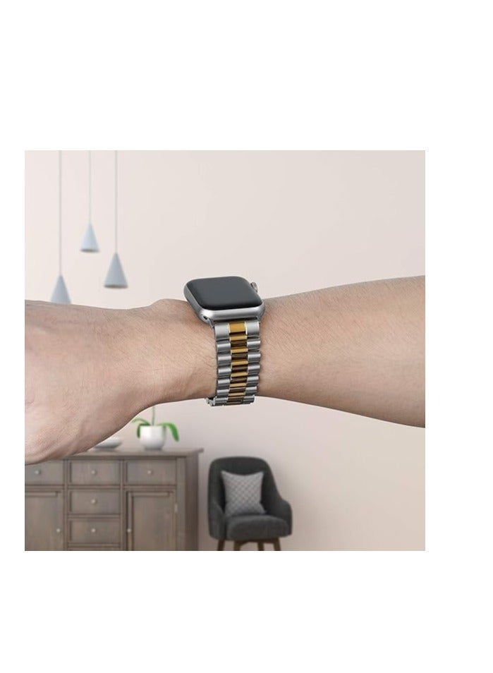 أساور معدنية متوافقة مع ساعة آبل 41 مم، حزام فولاذي مقاوم للصدأ مع امتصاص مغناطيسي، سوار لساعة آبل سيريس 7 - Image 4