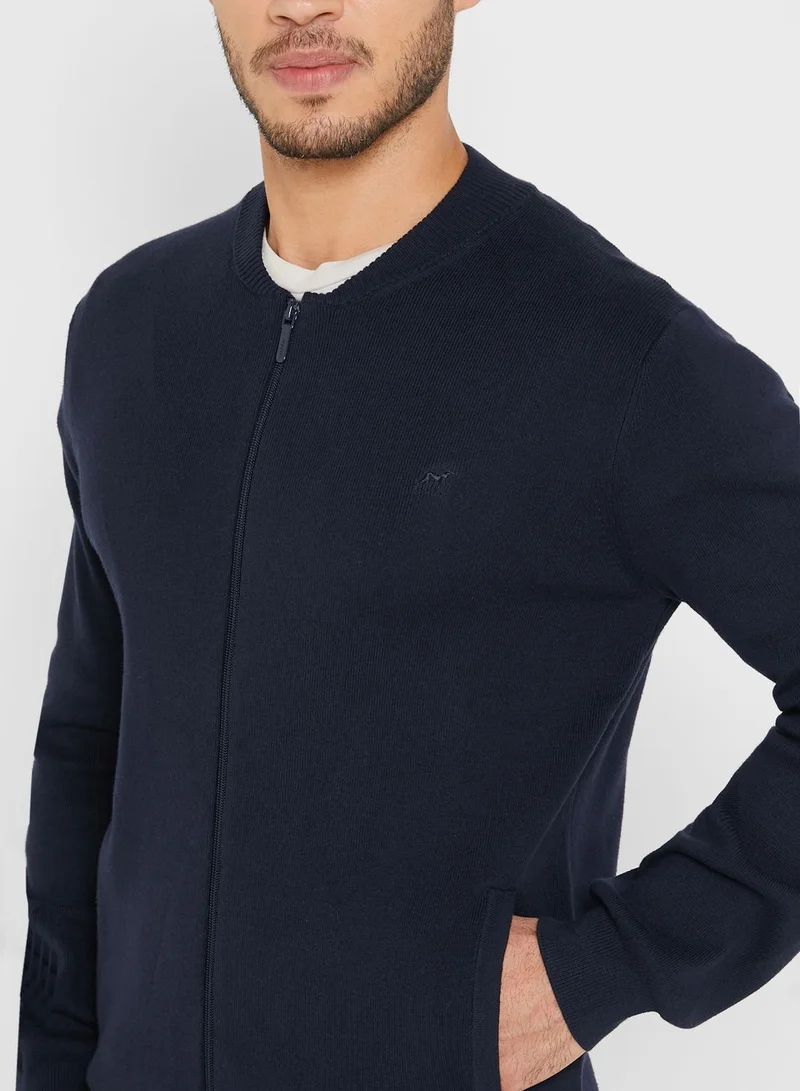 Sacoor Brothers Knitted Zipper Cardigan