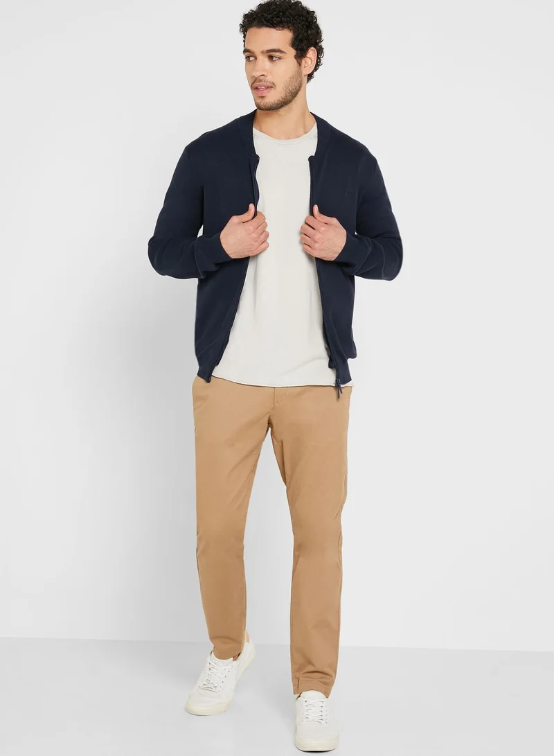Sacoor Brothers Knitted Zipper Cardigan