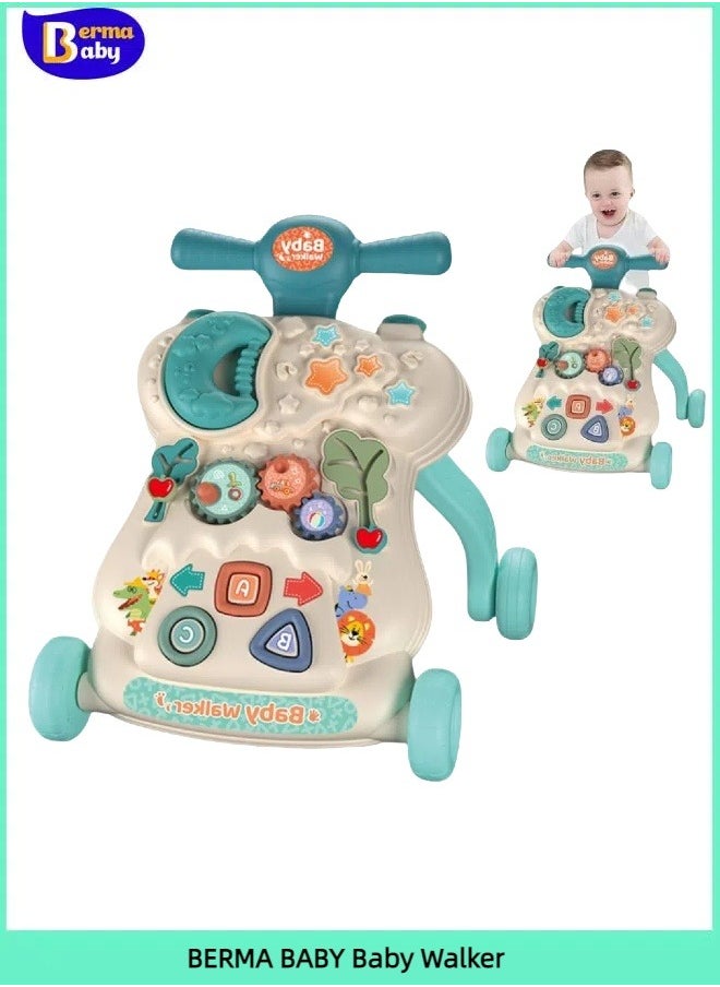 Berma Baby Walker for Baby, Baby Push Walker, Assemble as Scooter/Balance bike/Detachable Panel, Walking Toys for Infants 3-12 Months (Green)  - Image 1