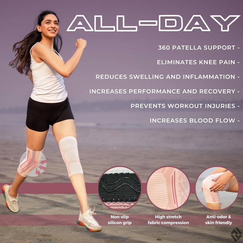 DR. FITZY (1 PAIR Anti-slip and breathable sports knee caps for women gym, patella knee support for woman running and squats, high compression ortho knee cap for woman(2pcs knee pads for women) - Image 5