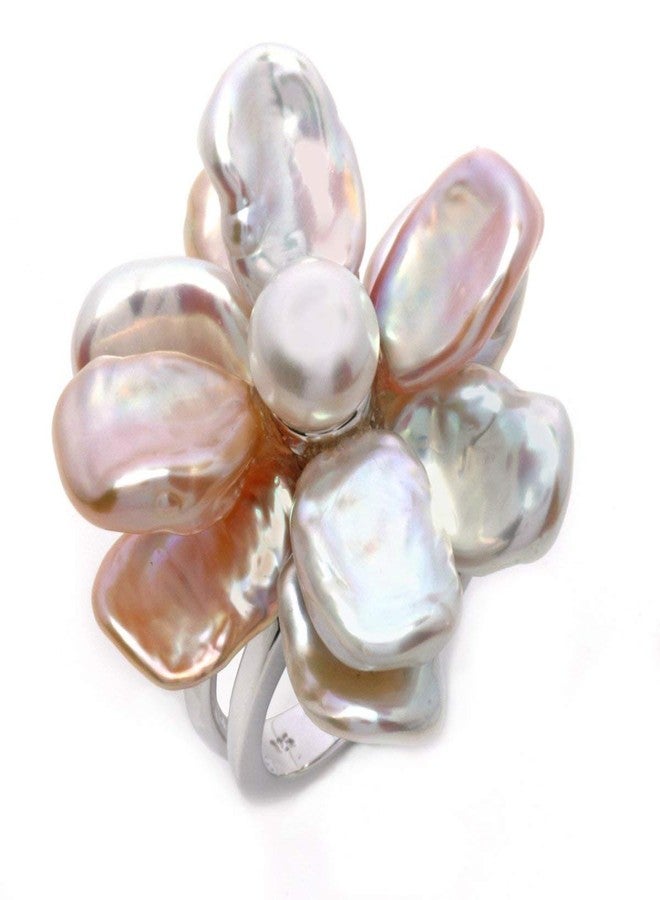 The Pearl Source Genuine Multicolor Keshi Cultured Pearl Flower Ring for Women - Image 1