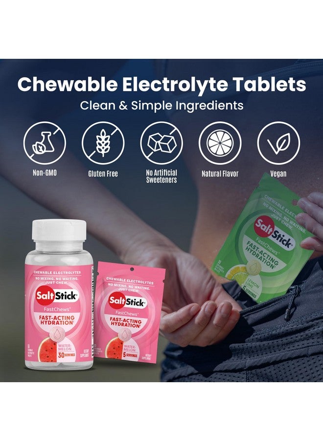 SaltStick FastChews Electrolytes - 60 Chewable Electrolyte Tablets - Watermelon - Salt Tablets for Running, Fast Hydration, Leg Cramps Relief, Sports Recovery - Non-GMO, Vegan, Gluten Free - Image 1
