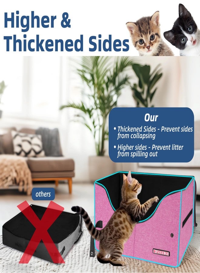 Petskd Portable Travel Litter Box for Cats with Lid and 10 pcs Liner Bags, Light Weight, Leak-Proof and Higher Sides for Road Trips, Hotel Stays, Car Travel(Pink) - Image 4