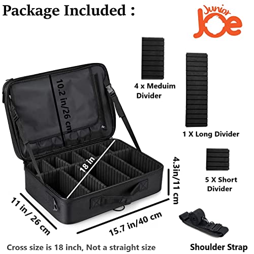 JUNIOR JOE Oxford Fabric Professional Makeup Case Travel Cosmetic Storage Organizer Makeup Bags for Toiletries - Make Up Artist & Hair Dressing Tool Brush Vanity Box (16 INCH, 1 Layer Black) - Image 2