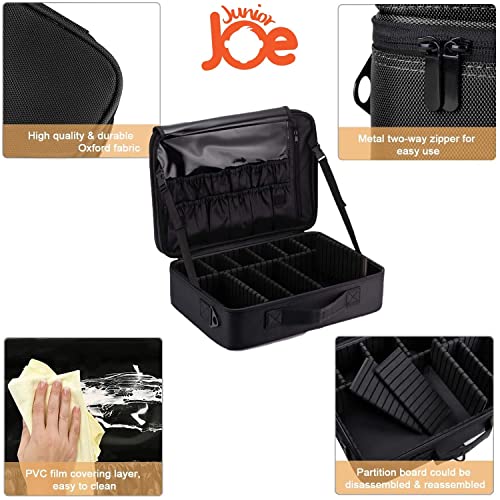 JUNIOR JOE Oxford Fabric Professional Makeup Case Travel Cosmetic Storage Organizer Makeup Bags for Toiletries - Make Up Artist & Hair Dressing Tool Brush Vanity Box (16 INCH, 1 Layer Black) - Image 5
