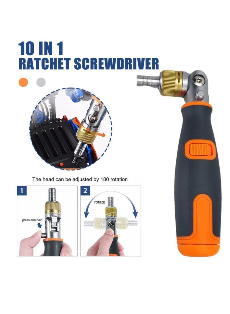 Household Portable 10 in 1 hidden Bit Multi angle Ratchet Corner Screwdriver Set Multi function Screwdriver - Image 2