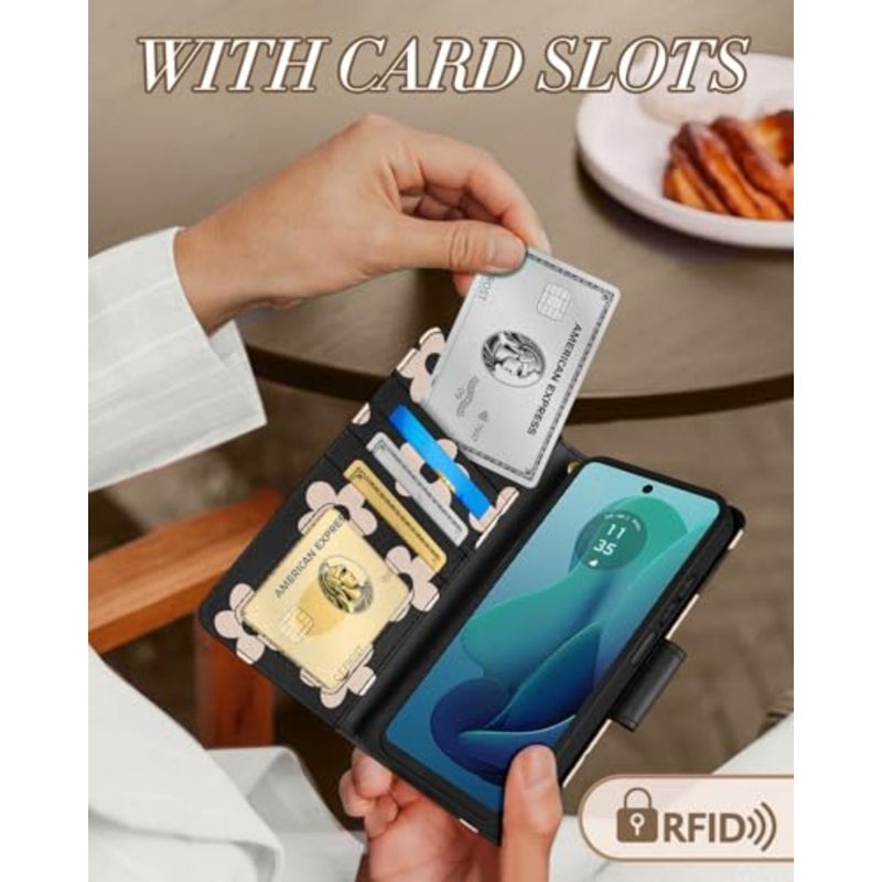 Wallet Case with Wrist Strap - Leather Flip Folio Phone Case with RFID Blockin 4 Card Holder rola Funda Cute Aesthetic Women Ladies - Image 4