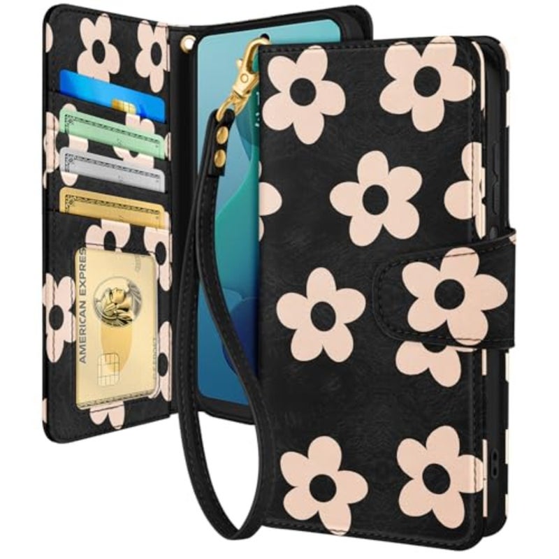 Wallet Case with Wrist Strap - Leather Flip Folio Phone Case with RFID Blockin 4 Card Holder rola Funda Cute Aesthetic Women Ladies - Image 1