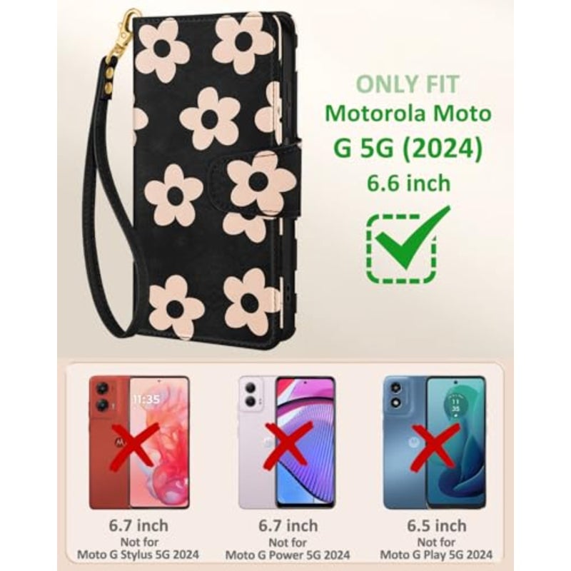 Wallet Case with Wrist Strap - Leather Flip Folio Phone Case with RFID Blockin 4 Card Holder rola Funda Cute Aesthetic Women Ladies - Image 2