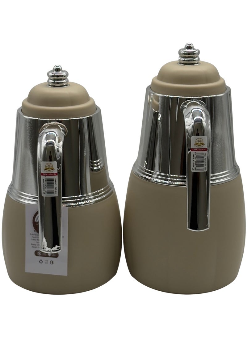 AL-GANNAS 2 Peice Thermos Set for Tea & Coffee | 1L & 0.7L | High-Quality with 2-Year Heat Retention Warranty | Elegant New Design - Image 2