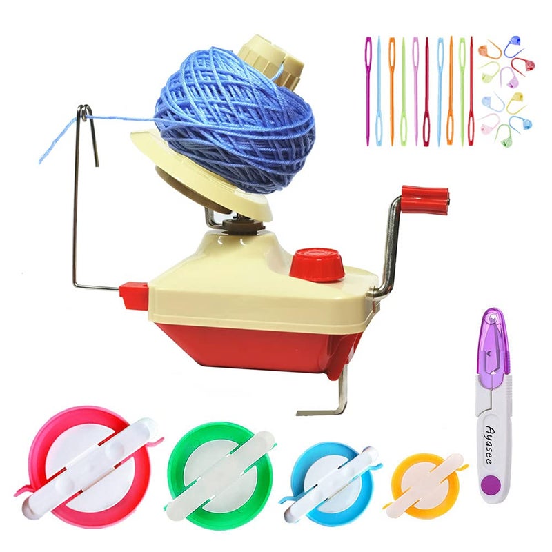 Ball Winders Yarn Knitting Loom Crochet Swift Yarn Fiber String Ball Wool Winder DIY Tool Kit 1Yarn Ball Winder4Pompom Maker10PS Knitting Stitch Markers10PS Plastic Needles1PS Scissors 26a