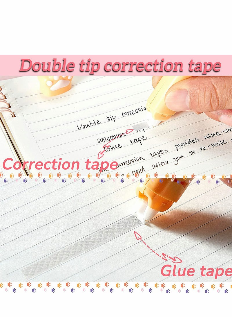 شريط تصحيح كرتوني على شكل مخلب قطة لطيف، شريط تصحيح مزدوج الطرف، طرف لاصق، قرطاسية بموضوع قطة للأطفال والطلاب، أصفر، أبيض، وردي - Image 5