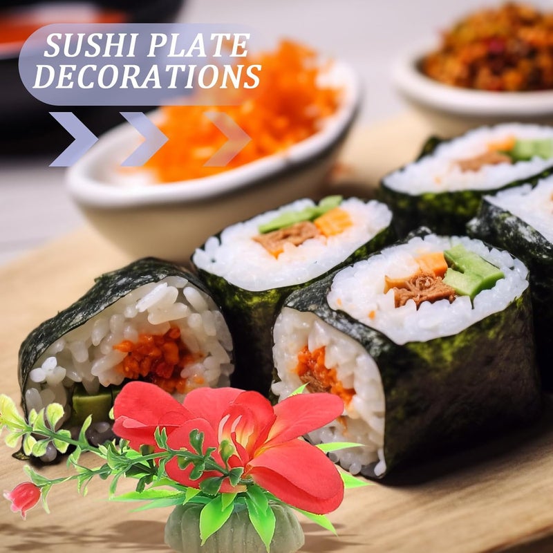 Hemoton 10 Pcs Artificial Flowers Ornament Serving Plate Ornaments Artificial Aquarium Plants Japanese Sushi Plate Flower Decorations for Hotel Banquets Weddings and Home Gatherings - Image 5