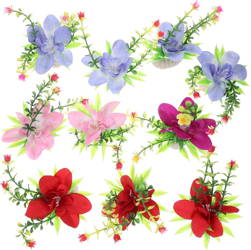 Hemoton 10 Pcs Artificial Flowers Ornament Serving Plate Ornaments Artificial Aquarium Plants Japanese Sushi Plate Flower Decorations for Hotel Banquets Weddings and Home Gatherings - Image 1