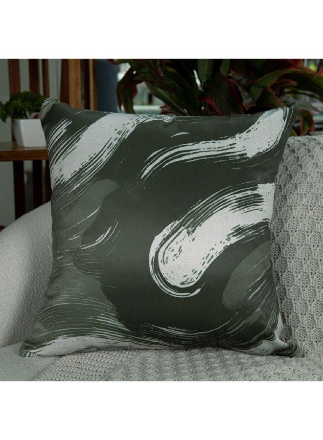 Belchior Silk Home Brush Painting Printed Decorative Cushion Green and White 43 x 43 cm 400601 - Image 2
