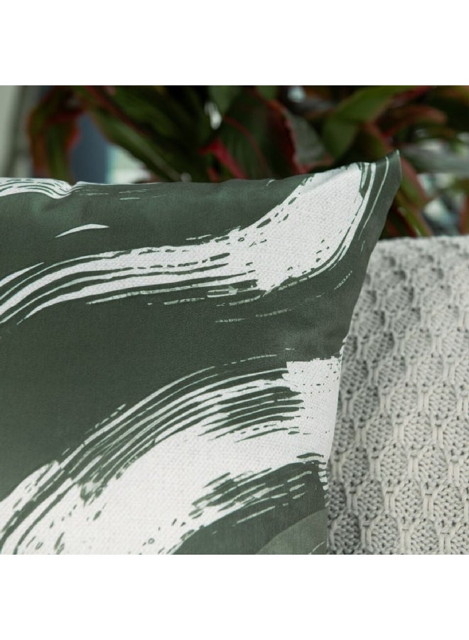 Belchior Silk Home Brush Painting Printed Decorative Cushion Green and White 43 x 43 cm 400601 - Image 3