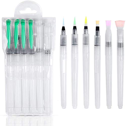 URBAN BOX Water Brush Pens, Premium Nylon Brushs Set of 6 Aqua Painting Brushes for Water Soluble Colored Pencil, Powdered Pigment, Watercolor Paints,Art Supplies for Beginners and Professional Artist - Image 2