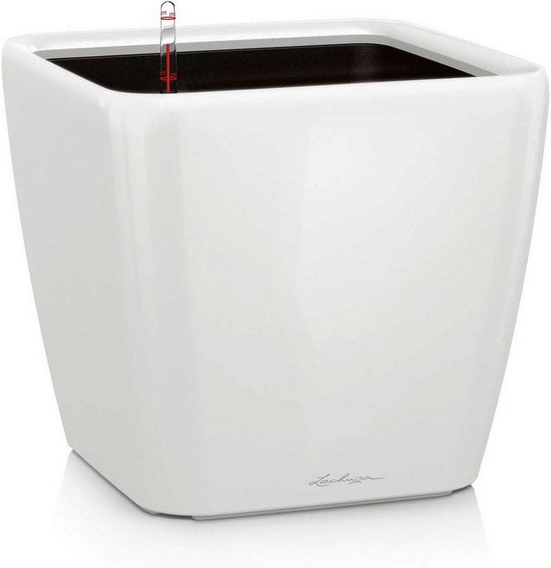 Lechuza Self Watering Plant Pot QUADRO LS 21 Garden Flower Indoor Outdoor Table Plastic Small Planter with Drainage Hole H20 L21 W21 cm White High-Gloss - Image 1