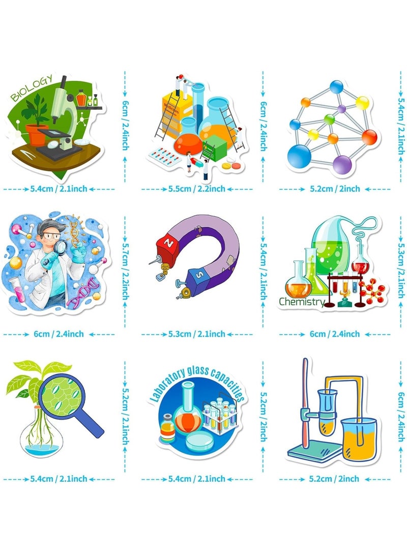 SOLARAE عبوة ملصقات العلوم الطبيعية، 100 قطعة ملصقات تجارب علمية للطلاب، ملصقات فينيل لتجارب الكيمياء والفيزياء وعلم الأحياء، ملصقات مختبرية للكمبيوتر المحمول، زجاجة الماء، الأمتعة، لوح التزلج - Image 5