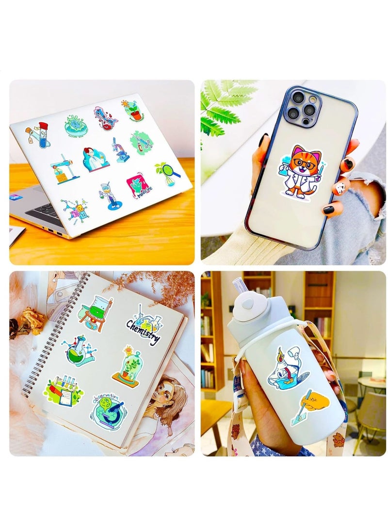 SOLARAE عبوة ملصقات العلوم الطبيعية، 100 قطعة ملصقات تجارب علمية للطلاب، ملصقات فينيل لتجارب الكيمياء والفيزياء وعلم الأحياء، ملصقات مختبرية للكمبيوتر المحمول، زجاجة الماء، الأمتعة، لوح التزلج - Image 4