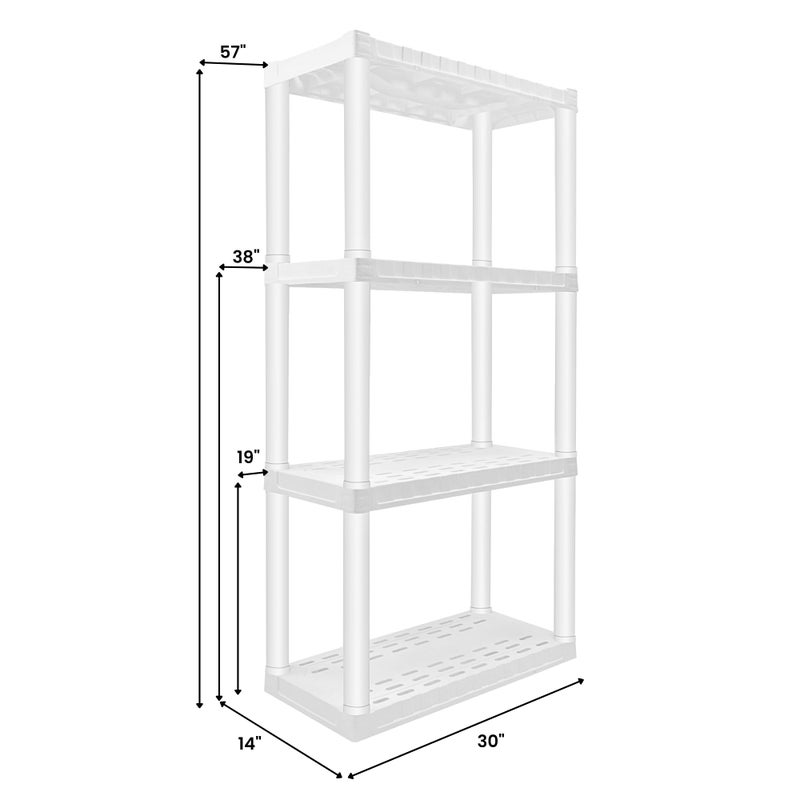 Koolatron Oskar Heavy Duty Plastic Storage Shelves- for Garage, Kitchen, Bathroom Basement, Kids Room, Toys,Stackable 4-Tier White, Organizer Rack for Books Shoes, Pantry, Cleaning and Closet Organization - Image 5