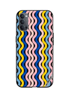 Protective Case Cover For Oppo Reno4 Pro 5G Retro Vintage Waves Groove Design Multicolour