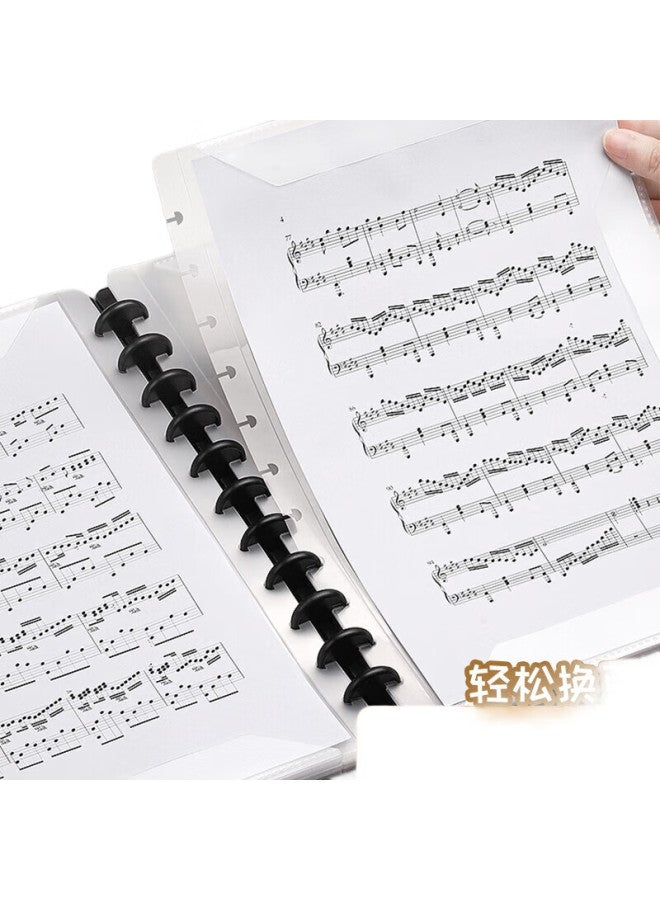 Sunwood 30 Sheets 60 Pages A4 Mushroom Clip Music Folder, Sheet Music Folder Document Folder, Guitar And Guzheng Sheet Music Folder, Staff Paper Folder, 1387-30 Black - Image 3
