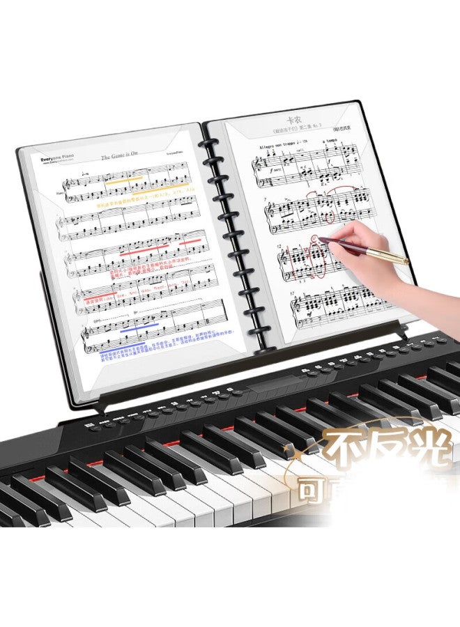 Sunwood 30 Sheets 60 Pages A4 Mushroom Clip Music Folder, Sheet Music Folder Document Folder, Guitar And Guzheng Sheet Music Folder, Staff Paper Folder, 1387-30 Black - Image 2