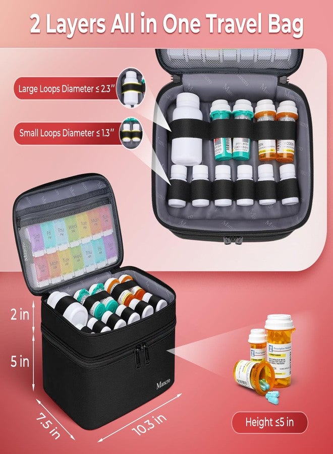Mancro Dual Layers Medicine Organizer Bag, Pill Bottle Organizer Storage with Lockable Zipper, Medication Travel Bag for Pills, Vitamins, Medical Supplies for Home Storage, Black - Image 4