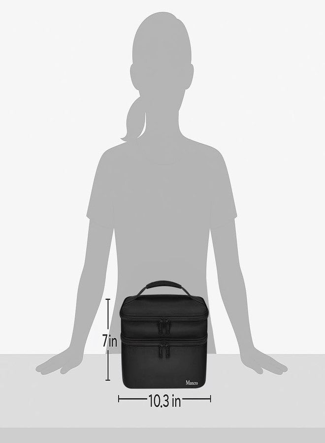 Mancro Dual Layers Medicine Organizer Bag, Pill Bottle Organizer Storage with Lockable Zipper, Medication Travel Bag for Pills, Vitamins, Medical Supplies for Home Storage, Black - Image 2