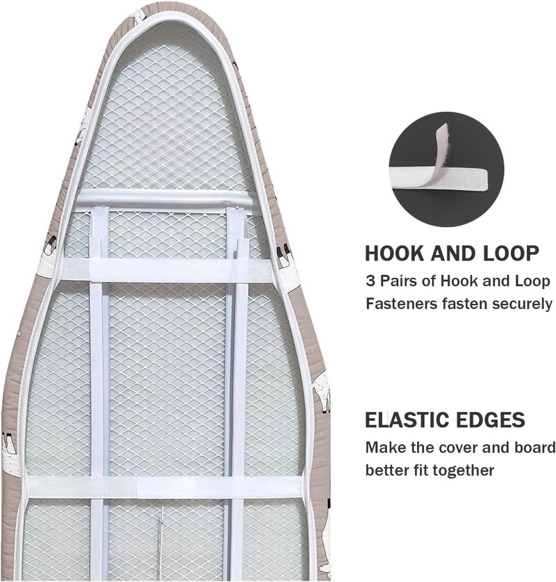 LCLW Ironing Board Cover and Pad 15 x 48,3 Pairs of Hook and Loop Fastener Straps,Elastic Edges,Cotton Iron Board Cover with Scorch Resistant Thick Padding - Image 4