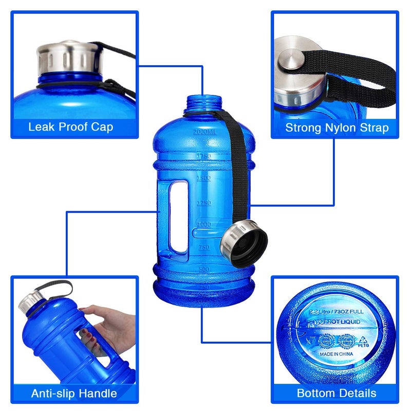 Vaupan Half Gallon Big Water Bottle 22L73 OZ Large Leak Proof Sports Jug with Handle Huge BPA Free PETG Plastic Wide Mouth Drinking Container Flask for Fitness Gym Biking Travel Outdoor Water Jug - Image 4