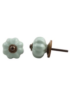 Indian-Shelf IndianShelf 2 Packs Grey Pumpkin Ceramic Drawer Knobs for Kitchen Cabinet Hardware Door Pulls Decorative Dresser Luxury Crafted by Hand  - Image 1