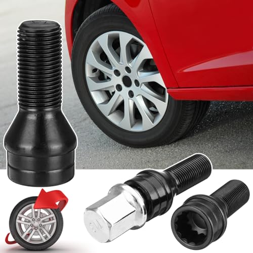 Qlhshop Wheel Bolts Locking Lug Nuts M14 x 1.5 with Locks Key for BMW, Volkswagen (VW) Golf Jetta Beetle Passat Audi, Solid Steel - Black, Set of 5 - Image 3