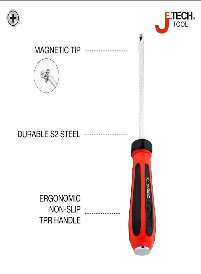 Jetech Striking Cap Phillips-Head Screwdriver, S2 Steel Magnetic Tip, Ergonomic TPR Handle, 0.24 x 4.92 inches - Image 2