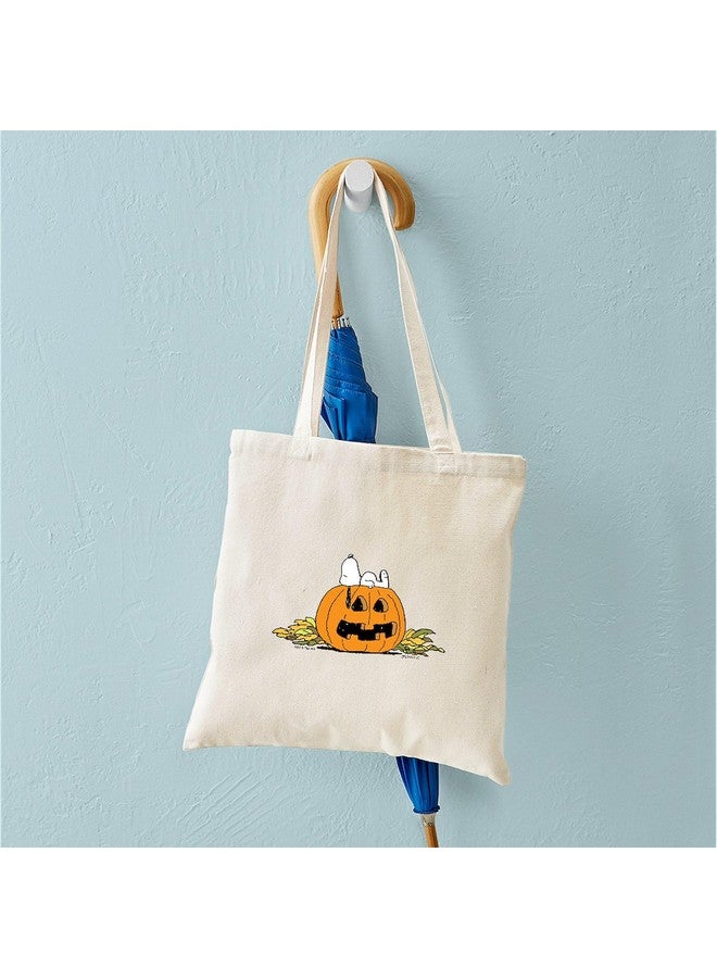 cafe press CafePress Snoopy Jack O Lantern Reusable Natural Beige Canvas Shopping Bag - Image 4