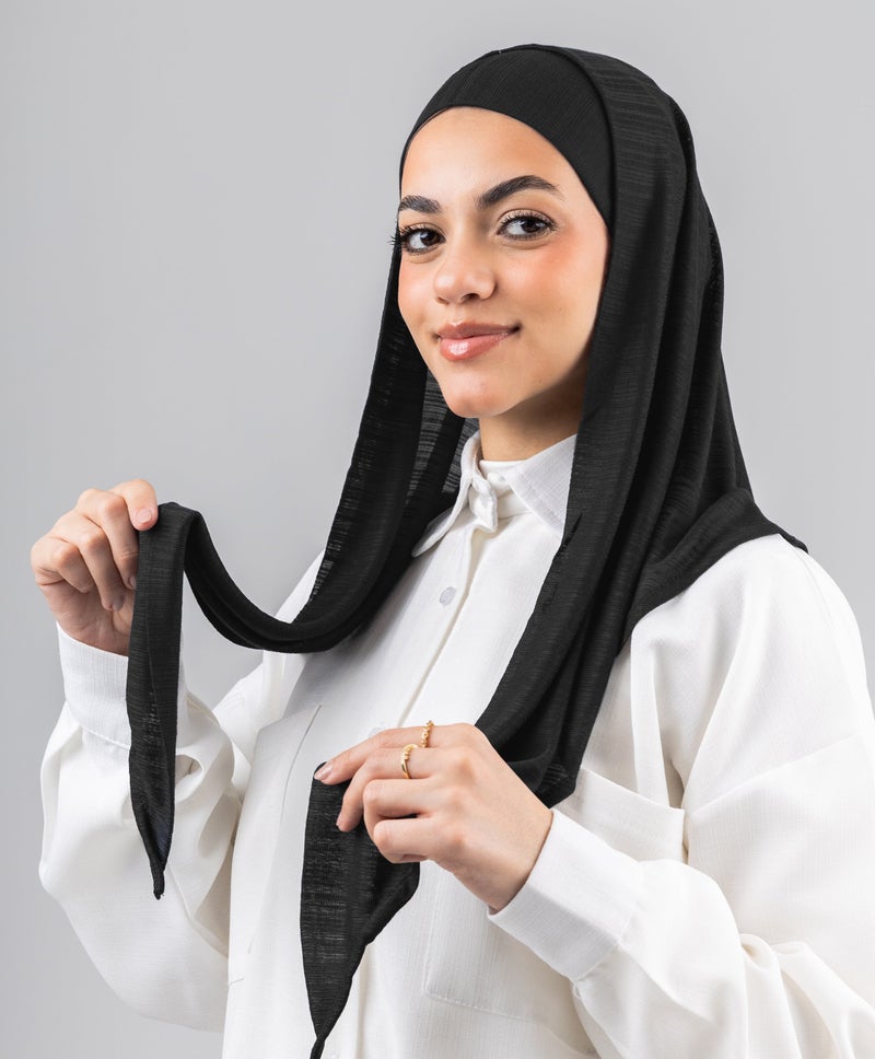 طرحة كويتية مريحة من ليكرا أسود