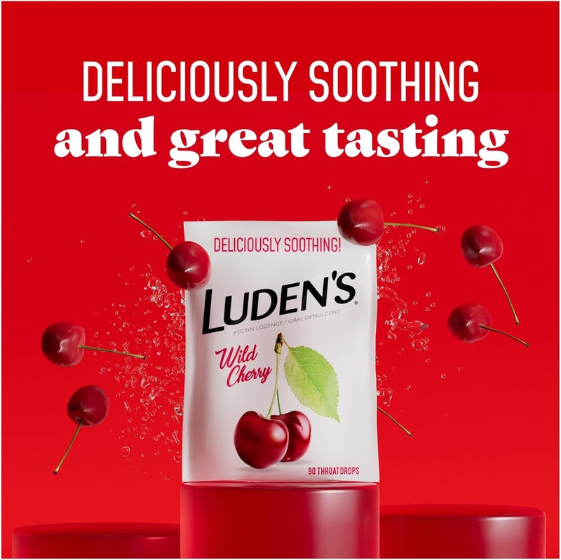 LUDEN'S Deliciously Soothing Throat Drops Wild Cherry Flavor 90 Count Pack of 4 - Image 4