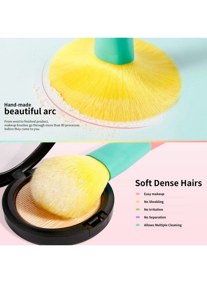 Docolor Makeup Brushes 15Pcs Colourful Makeup Brush Set Premium Gift Synthetic Face Powder Kabuki Foundation Contour Blush Concealers Eye Shadow Blending Make Up Brush Kit - Dream of Color - Image 3