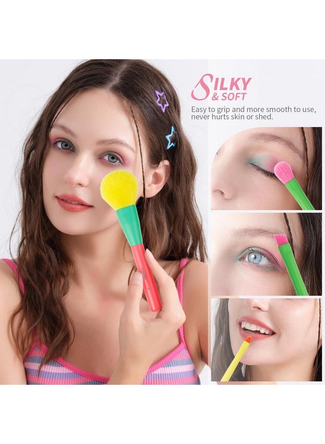 Docolor Makeup Brushes 15Pcs Colourful Makeup Brush Set Premium Gift Synthetic Face Powder Kabuki Foundation Contour Blush Concealers Eye Shadow Blending Make Up Brush Kit - Dream of Color - Image 2