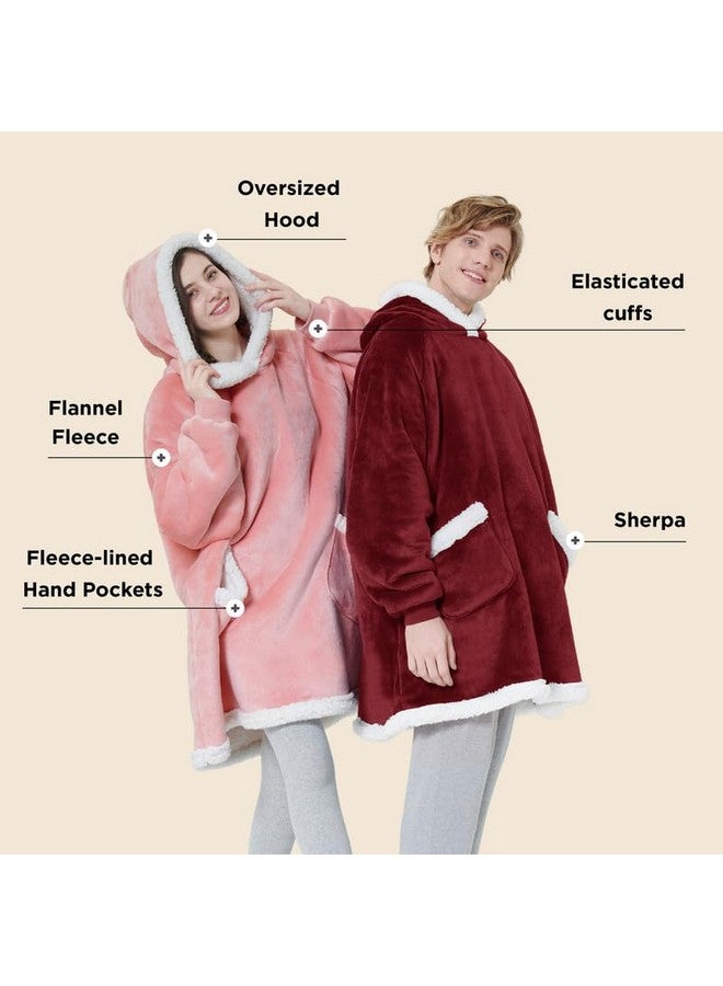 Bedsure Bedsure Blanket Hoodie, Wearable Blanket for Adults & Kids as Gifts for Women Men, Mothers Day Hoodie Gifts for Mom Birthday, Burgundy, Standard - Image 1