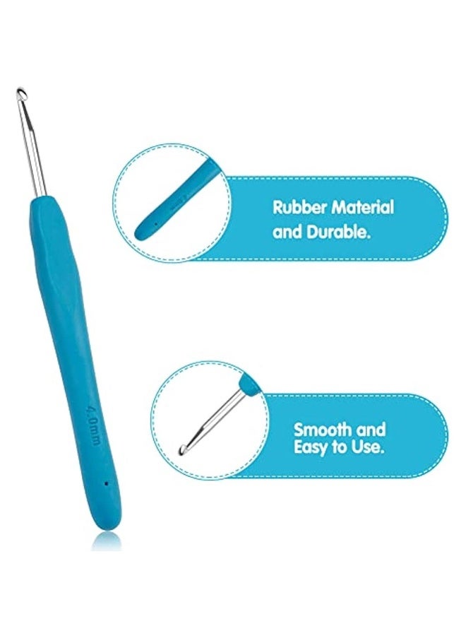 Generic 4.0mm Crochet Aluminum Crochet Rubber Handle Hook Needles Extra Long Knitting Needles With Soft Ergonomic Handle For Beginners And Experienced Crochet Lovers  - Image 3